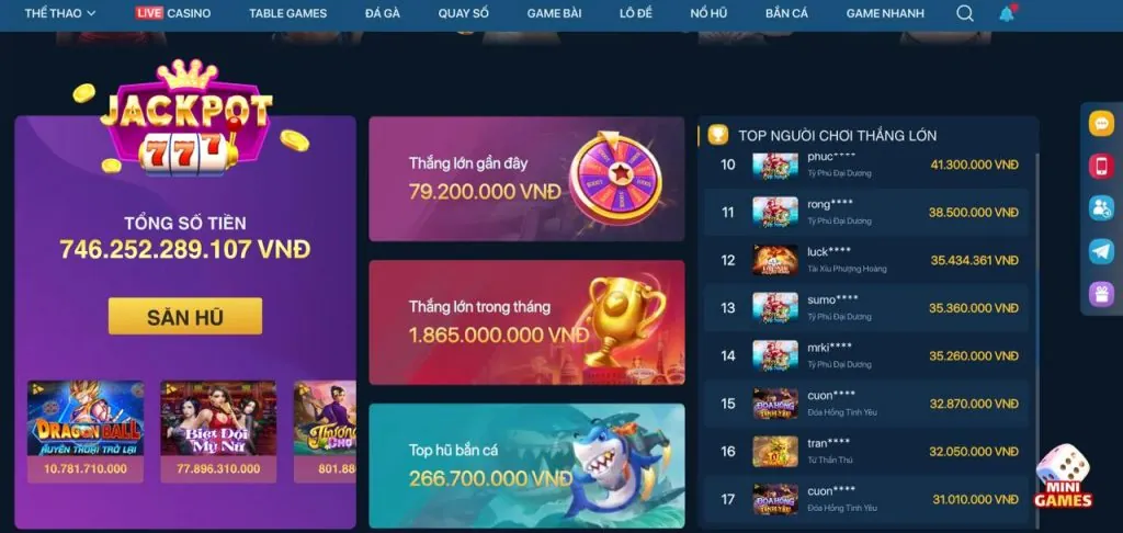 Người chơi thắng jackpot khủng tại 9vnd App